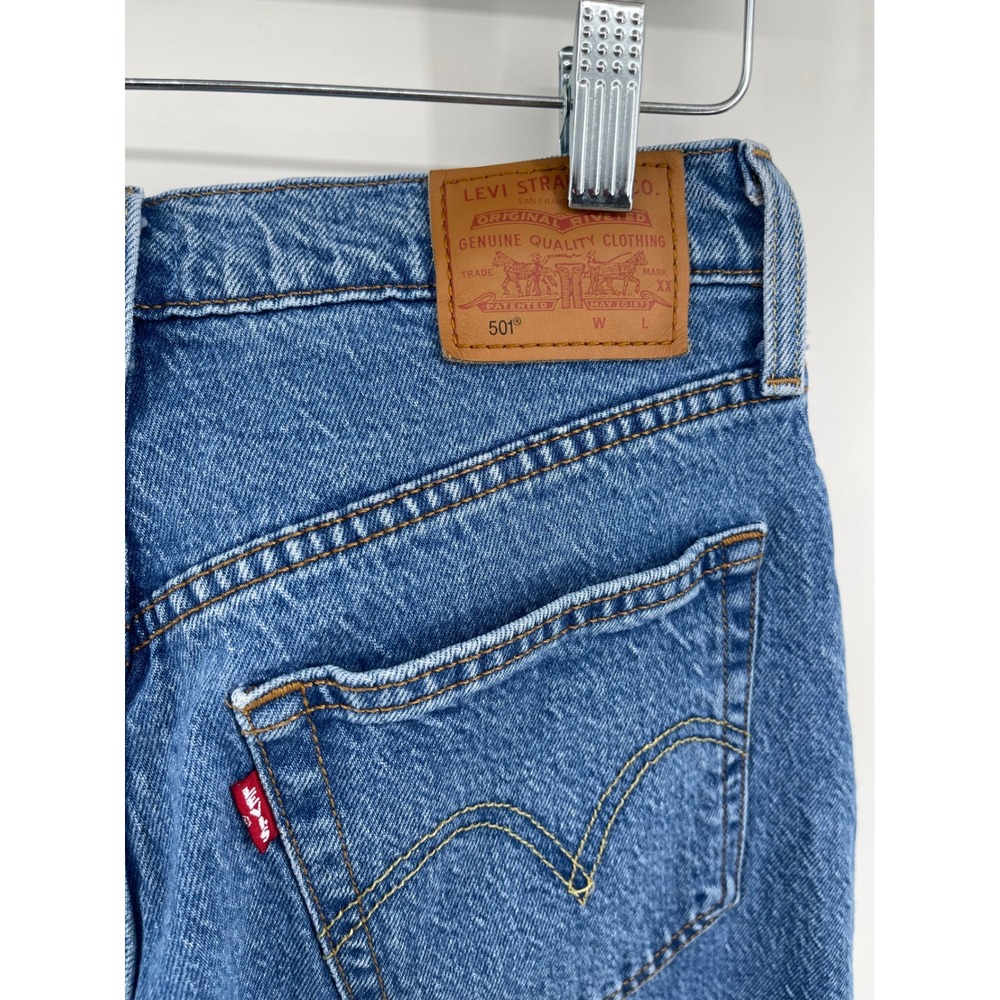 Levi's 501 Crop Jeans Women 28 Blue Excellent High Rise Button Fly Denim - Picture 7 of 8